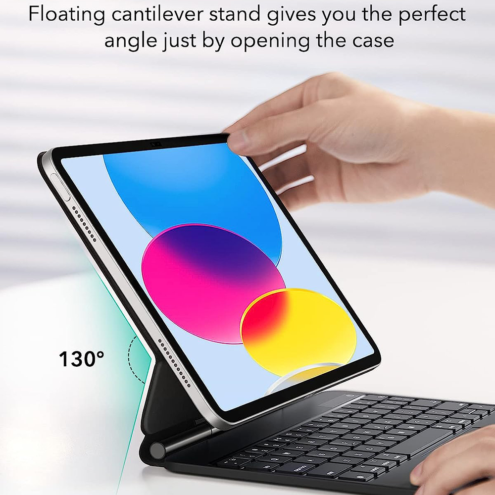 Tastaturdeksel for Apple iPad (2025) / (2022), ESR, Rebound, Svart, Reseglet