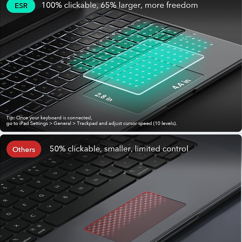 Deksel med tastatur for Apple iPad Pro 11 (2024), ESR, Shift, Grå
