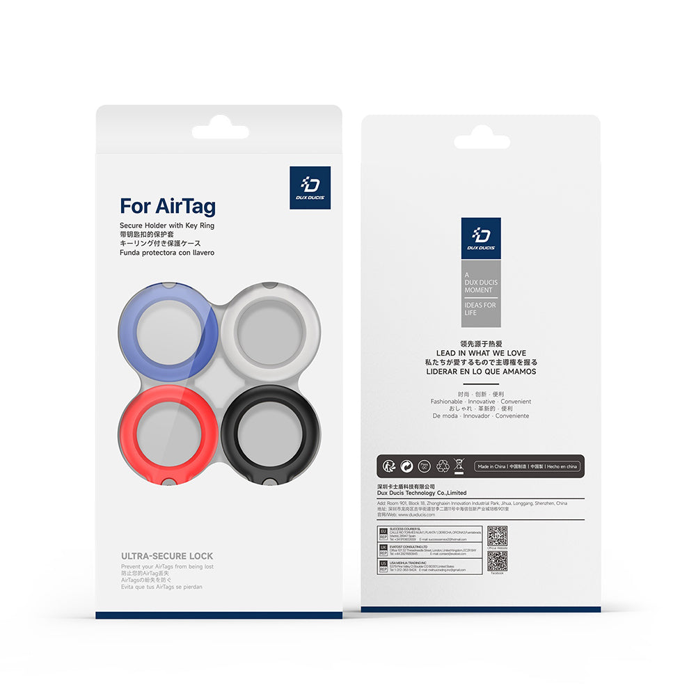 DUX DUCIS Secure deksel for Apple AirTag, Sett med 4 stykker, Forskjellige farger
