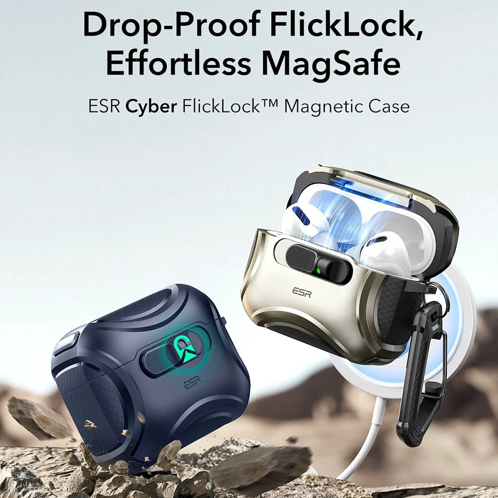 ESR Cyber FlickLock-deksel for Apple AirPods Pro 3, Blå