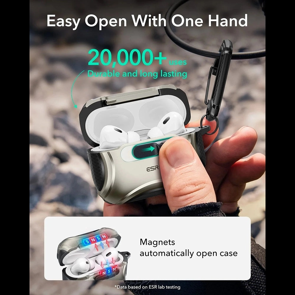 ESR Cyber FlickLock-deksel for Apple AirPods Pro 3, Grå