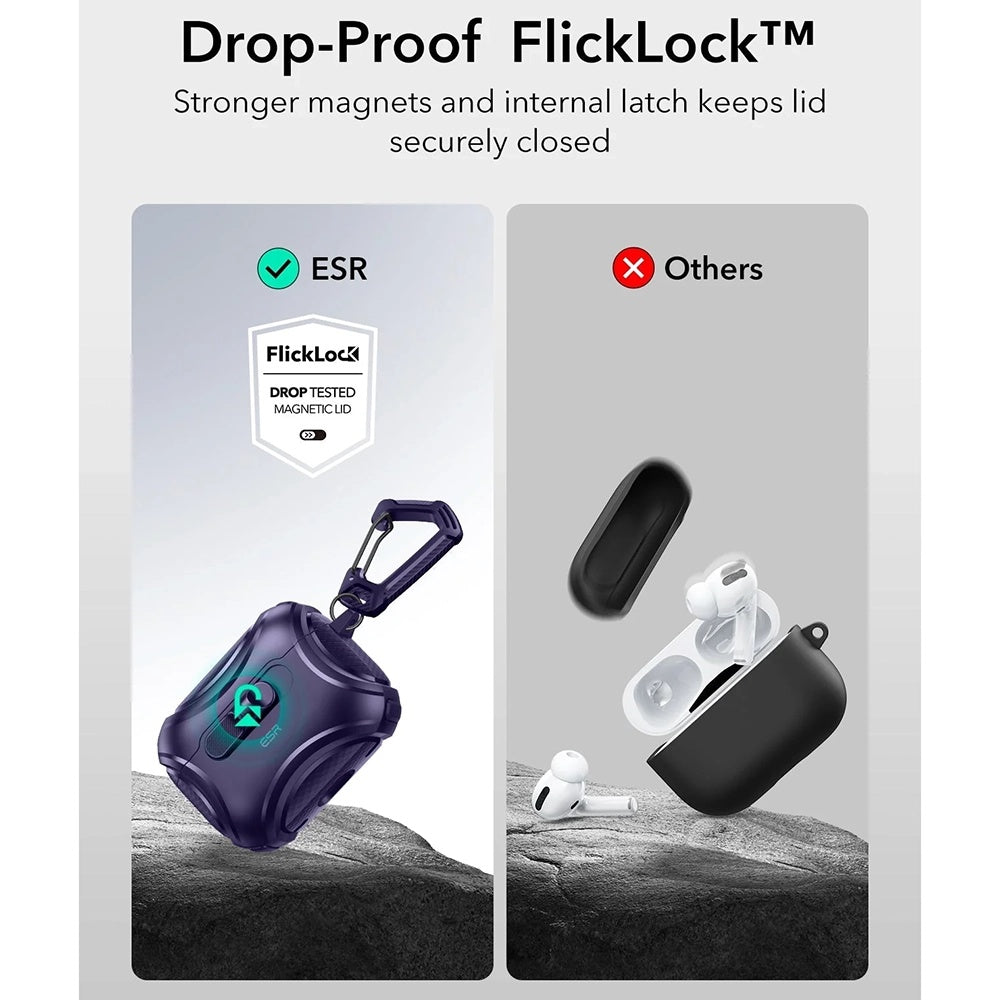 ESR Cyber FlickLock-deksel for Apple AirPods Pro 3, Lilla
