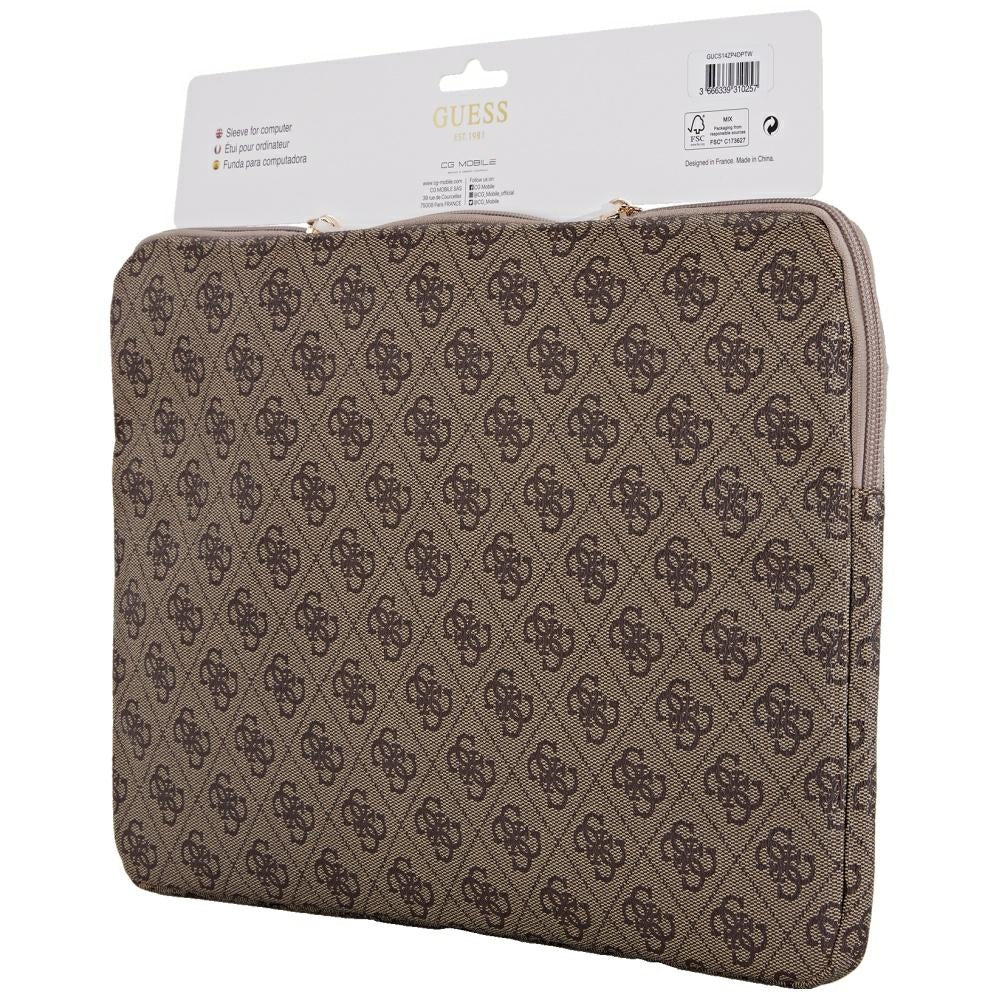 Guess 4G Triangle Logo etui for 14-tommers laptop, Brun
