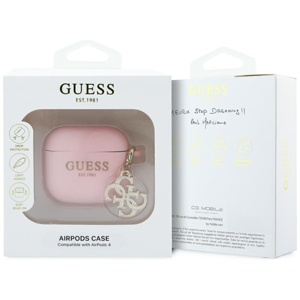 Guess W/4G Charm etui for Apple AirPods 4, Rosa
