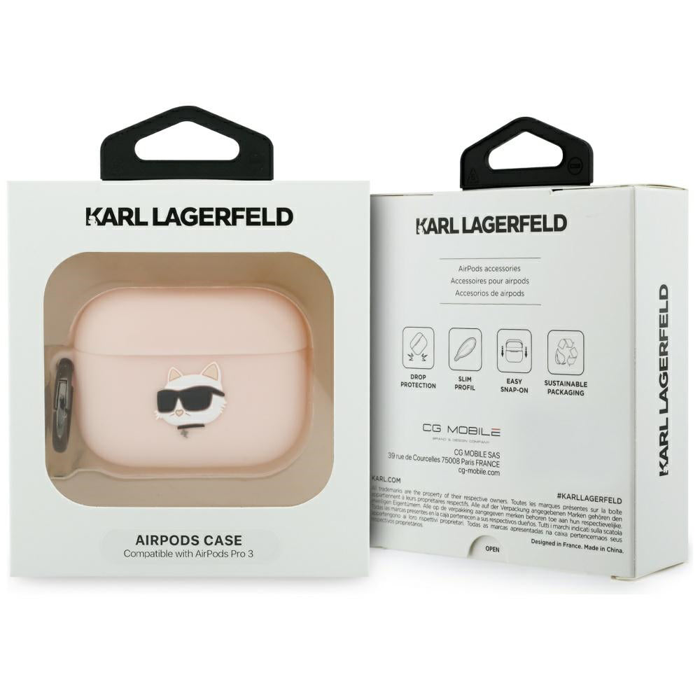 Karl Lagerfeld Silicone Choupette's Head 3D-deksel for Apple AirPods Pro 3, Rosa