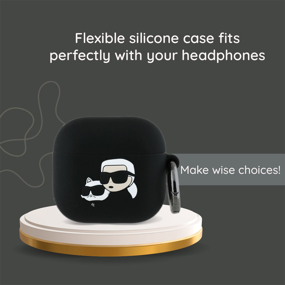 Karl Lagerfeld 3D Karl & Choupette's Heads deksel for Apple AirPods 4, Svart