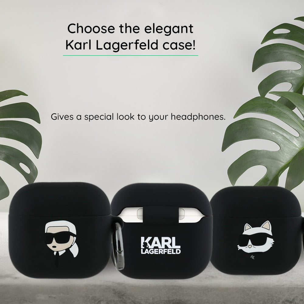 Karl Lagerfeld 3D Karl & Choupette's Heads deksel for Apple AirPods 4, Svart