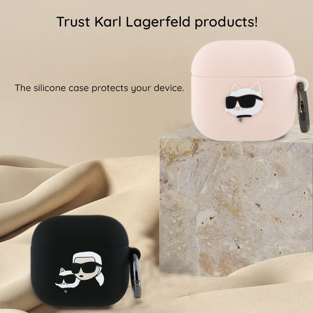 Karl Lagerfeld 3D Karl & Choupette's Heads deksel for Apple AirPods 4, Svart