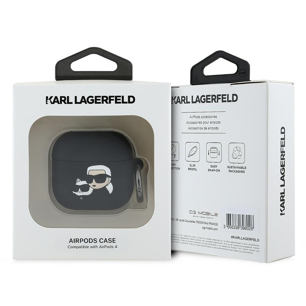 Karl Lagerfeld 3D Karl & Choupette's Heads deksel for Apple AirPods 4, Svart