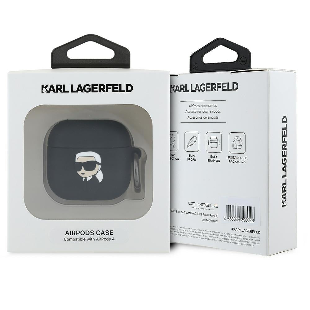 Karl Lagerfeld 3D Karl's Head deksel for Apple AirPods 4, Svart