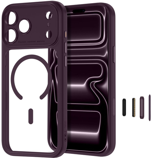 MagSafe-deksel for Apple iPhone 18 Pro Max / 17 Pro Max, Tech-Protect, MagPeak CC, Transparent Burgunder
