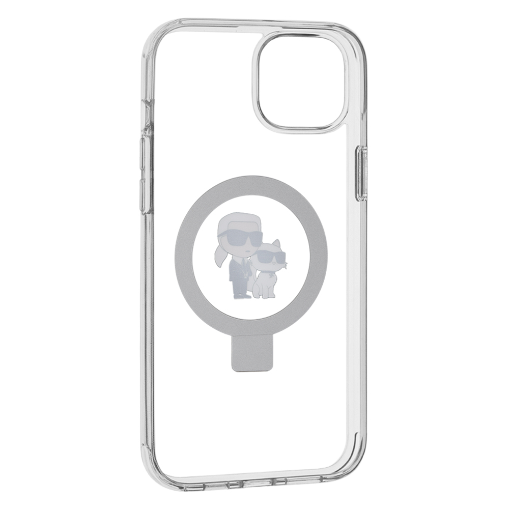 MagSafe-deksel for Apple iPhone 15 Plus, Karl Lagerfeld, Ringstand Karl and Choupette, Hvit, Reseglet