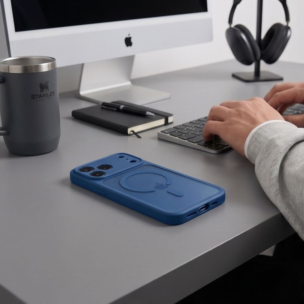 MagSafe-deksel for Apple iPhone 18 Pro Max / 17 Pro Max, Tech-Protect, BasicMag, Matt Marineblå