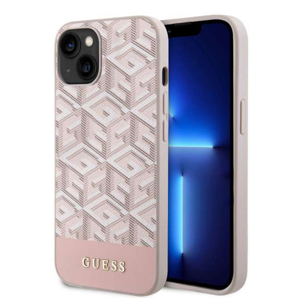 MagSafe deksel for Apple iPhone 14, Guess, GCube Stripes, Rosa