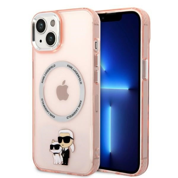 MagSafe-deksel for Apple iPhone 14, Karl Lagerfeld, Ikonik Karl & Choupette, Rosa
