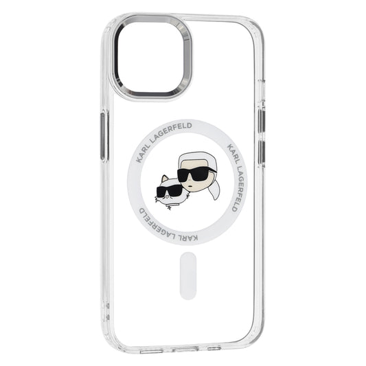 MagSafe-deksel for Apple iPhone 14, Karl Lagerfeld, IML Metal Karl & Choupette's Heads, Hvit