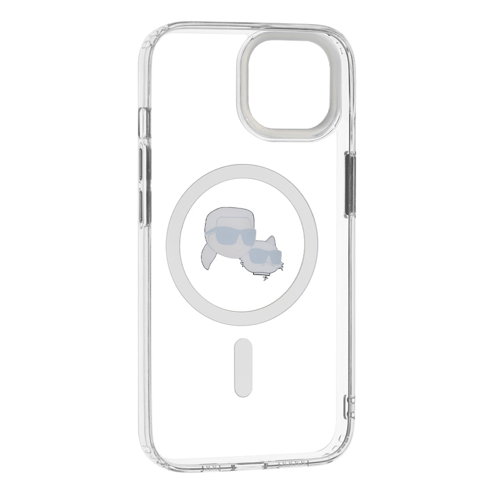 MagSafe-deksel for Apple iPhone 14, Karl Lagerfeld, IML Metal Karl & Choupette's Heads, Hvit