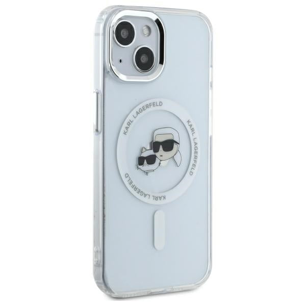 MagSafe-deksel for Apple iPhone 14, Karl Lagerfeld, IML Metal Karl & Choupette's Heads, Hvit