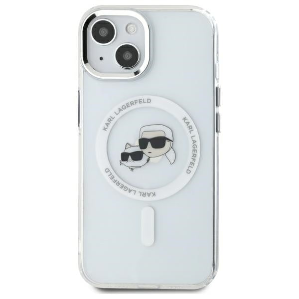 MagSafe-deksel for Apple iPhone 14, Karl Lagerfeld, IML Metal Karl & Choupette's Heads, Hvit