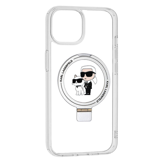 MagSafe-deksel for Apple iPhone 14, Karl Lagerfeld, Ring Stand Karl & Choupette, Hvit