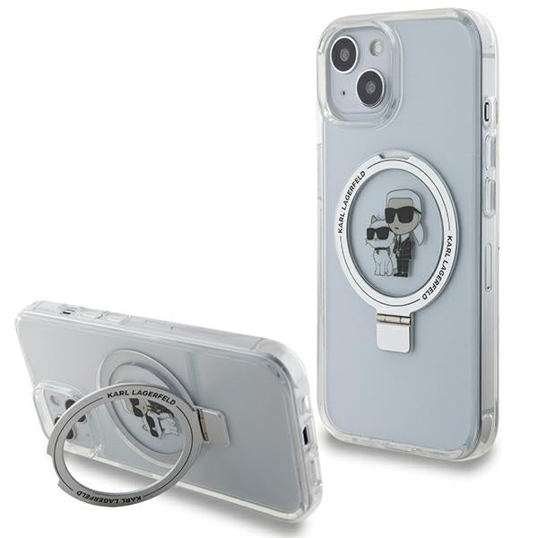 MagSafe-deksel for Apple iPhone 14, Karl Lagerfeld, Ring Stand Karl & Choupette, Hvit