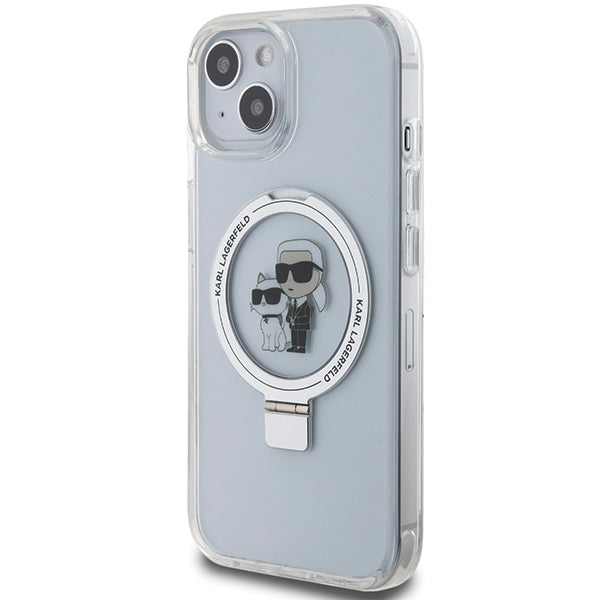 MagSafe-deksel for Apple iPhone 14, Karl Lagerfeld, Ring Stand Karl & Choupette, Hvit