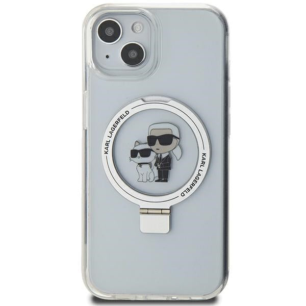 MagSafe-deksel for Apple iPhone 14, Karl Lagerfeld, Ring Stand Karl & Choupette, Hvit