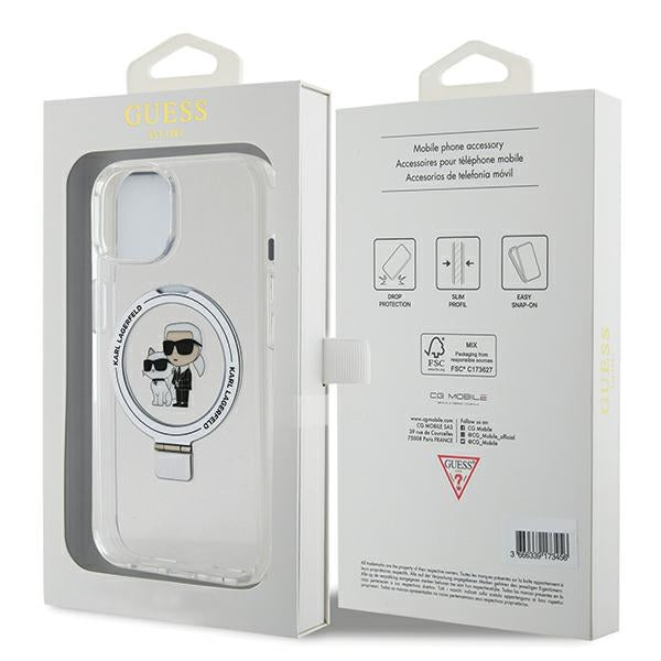MagSafe-deksel for Apple iPhone 14, Karl Lagerfeld, Ring Stand Karl & Choupette, Hvit
