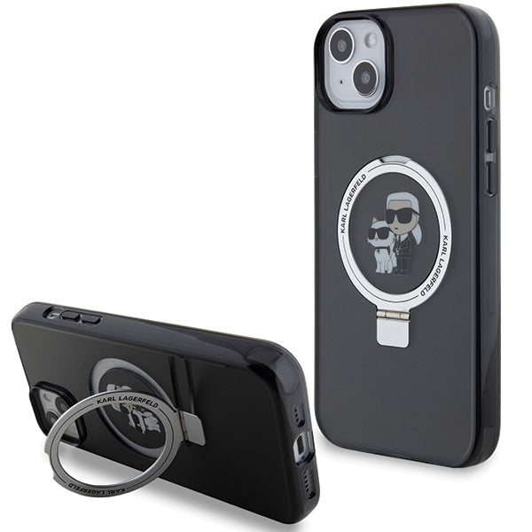 MagSafe-deksel for Apple iPhone 14, Karl Lagerfeld, Ring Stand Karl & Choupette, Svart