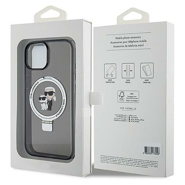 MagSafe-deksel for Apple iPhone 14, Karl Lagerfeld, Ring Stand Karl & Choupette, Svart