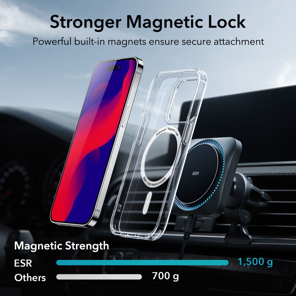 MagSafe-deksel for Apple iPhone 14 Pro, ESR, Classic Hybrid, Gjennomsiktig