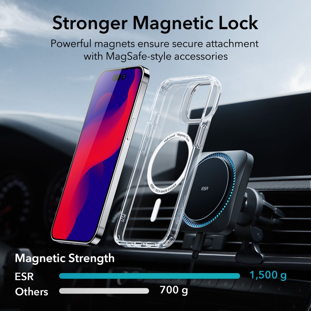 MagSafe-deksel for Apple iPhone 14 Pro, ESR, Classic Kickstand, Gjennomsiktig
