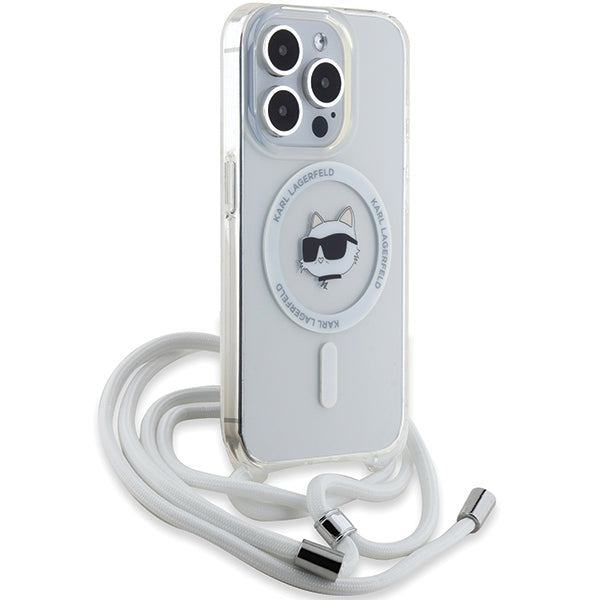 MagSafe deksel for Apple iPhone 14 Pro, Karl Lagerfeld, IML Crossbody Choupette's Head with Strap, Gjennomsiktig