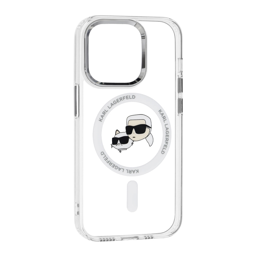 MagSafe-deksel for Apple iPhone 14 Pro, Karl Lagerfeld, IML Metal Karl & Choupette's Heads, Hvit