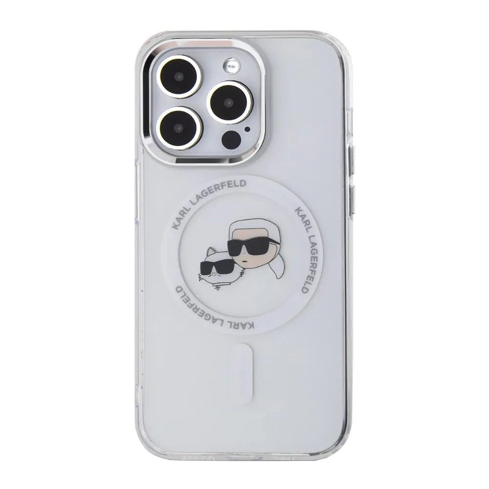 MagSafe-deksel for Apple iPhone 14 Pro, Karl Lagerfeld, IML Metal Karl & Choupette's Heads, Hvit
