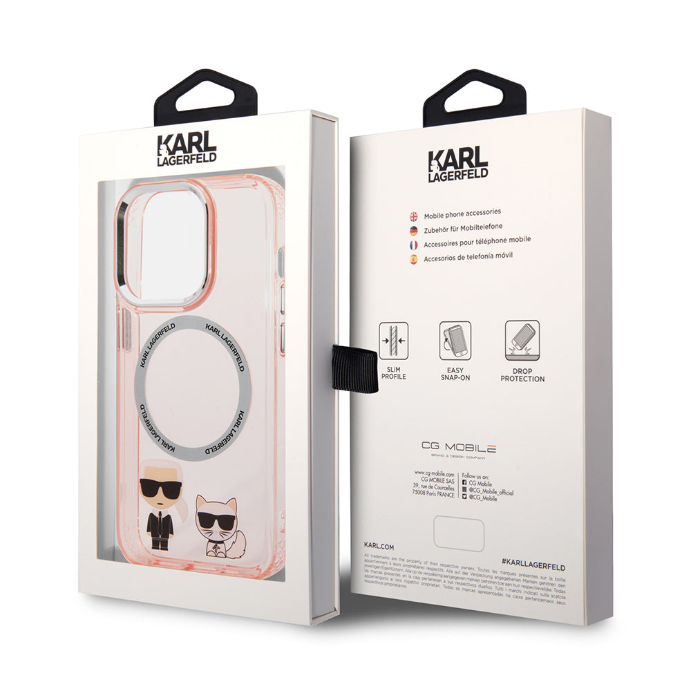 MagSafe-deksel for Apple iPhone 14 Pro, Karl Lagerfeld, Karl & Choupette Aluminium, Rosa
