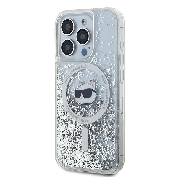 MagSafe-deksel for Apple iPhone 14 Pro, Karl Lagerfeld, Liquid Glitter Choupette's Head, Gjennomsiktig