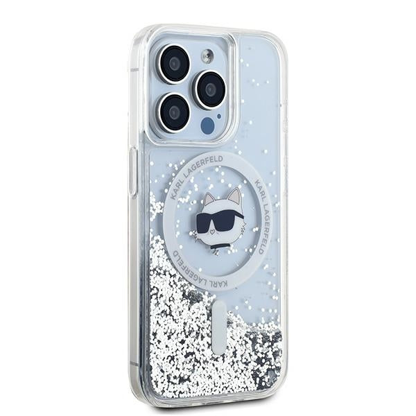 MagSafe-deksel for Apple iPhone 14 Pro, Karl Lagerfeld, Liquid Glitter Choupette's Head, Gjennomsiktig