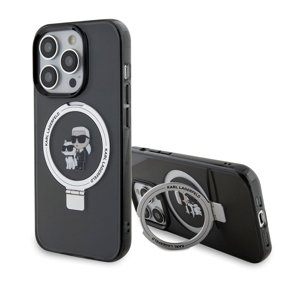 MagSafe-deksel for Apple iPhone 14 Pro, Karl Lagerfeld, Ring Stand Karl & Choupette, Svart