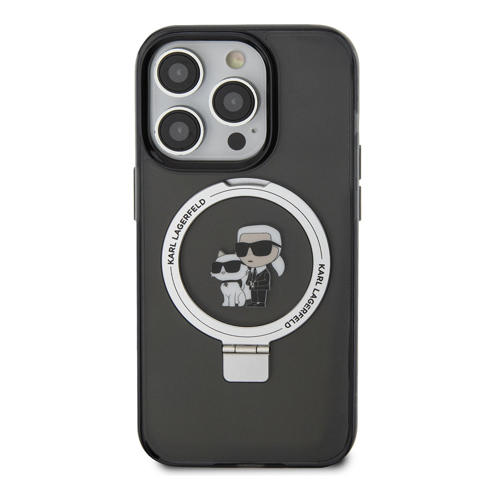 MagSafe-deksel for Apple iPhone 14 Pro, Karl Lagerfeld, Ring Stand Karl & Choupette, Svart
