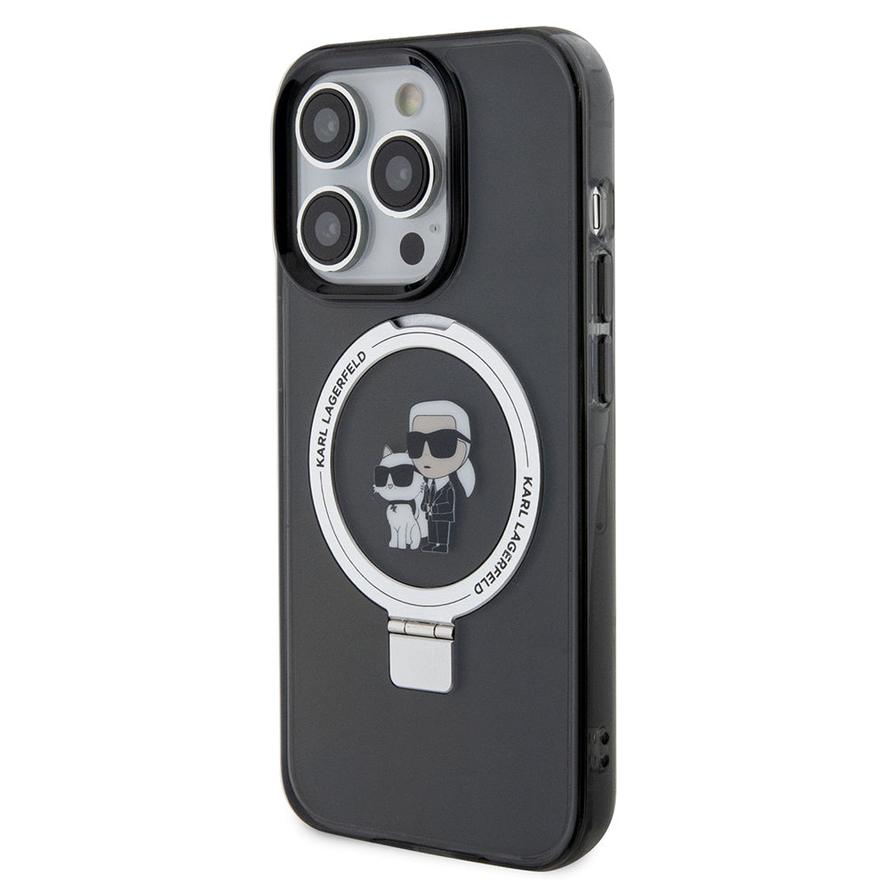 MagSafe-deksel for Apple iPhone 14 Pro, Karl Lagerfeld, Ring Stand Karl & Choupette, Svart