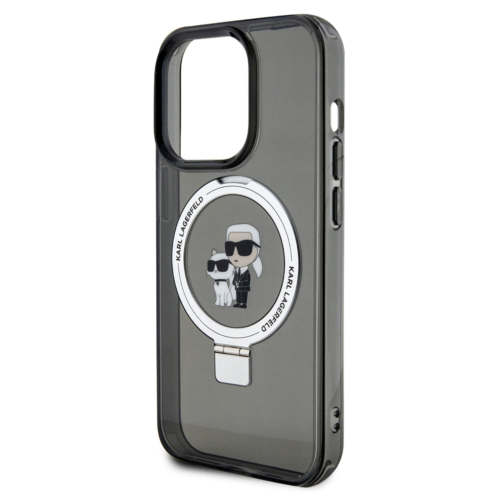 MagSafe-deksel for Apple iPhone 14 Pro, Karl Lagerfeld, Ring Stand Karl & Choupette, Svart
