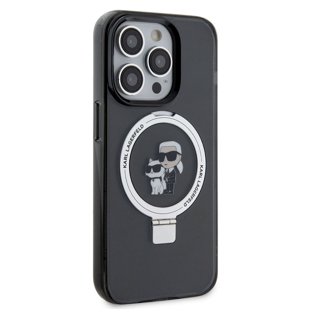 MagSafe-deksel for Apple iPhone 14 Pro, Karl Lagerfeld, Ring Stand Karl & Choupette, Svart