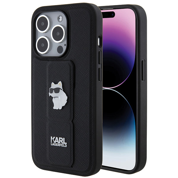 MagSafe-deksel for Apple iPhone 14 Pro, Karl Lagerfeld, Saffiano Gripstand Choupette, Svart