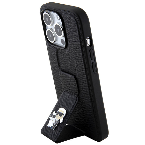 MagSafe-deksel for Apple iPhone 14 Pro, Karl Lagerfeld, Saffiano Gripstand Karl & Choupette, Svart