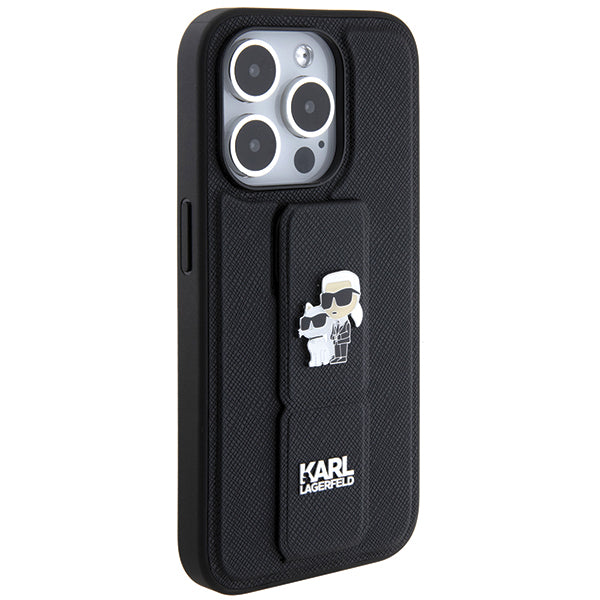MagSafe-deksel for Apple iPhone 14 Pro, Karl Lagerfeld, Saffiano Gripstand Karl & Choupette, Svart