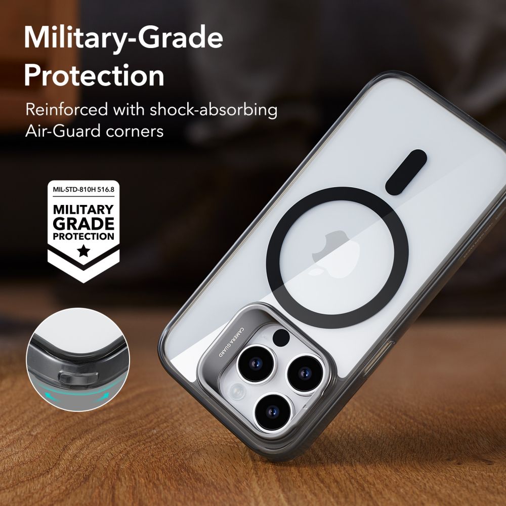 MagSafe-deksel for Apple iPhone 14 Pro Max, ESR, Classic Kickstand, Svart Transparent