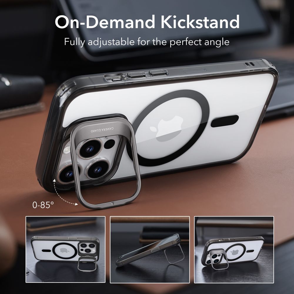 MagSafe-deksel for Apple iPhone 14 Pro Max, ESR, Classic Kickstand, Svart Transparent