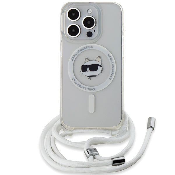 MagSafe deksel for Apple iPhone 14 Pro Max, Karl Lagerfeld, IML Crossbody Choupette's Head with Strap, Gjennomsiktig