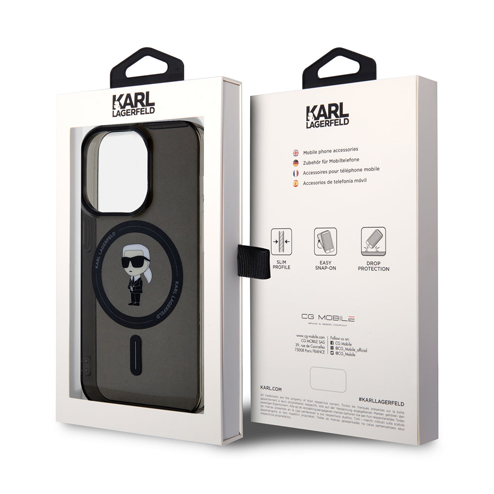 MagSafe-deksel for Apple iPhone 14 Pro Max, Karl Lagerfeld, IML Ikonik Karl, Svart